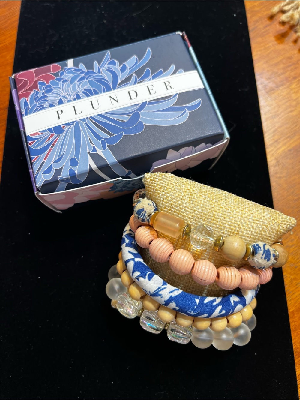 Plunder Blue and Peach Multi-Texture Bracelet Stack